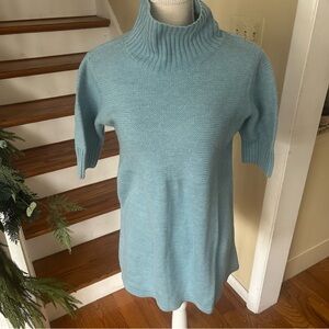 Eileen Fisher Merino Wool Tunic Sweater Blue Size Large Timeless Classic Knit